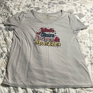 Made of Stars Stripes and Sparkles gray tshirt L